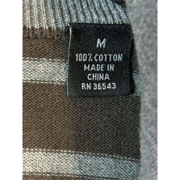 Van Heusen Sweater Men's Size Medium Striped 1/4 Zip Up Collar Pullover (0006) - Picture 3 of 4